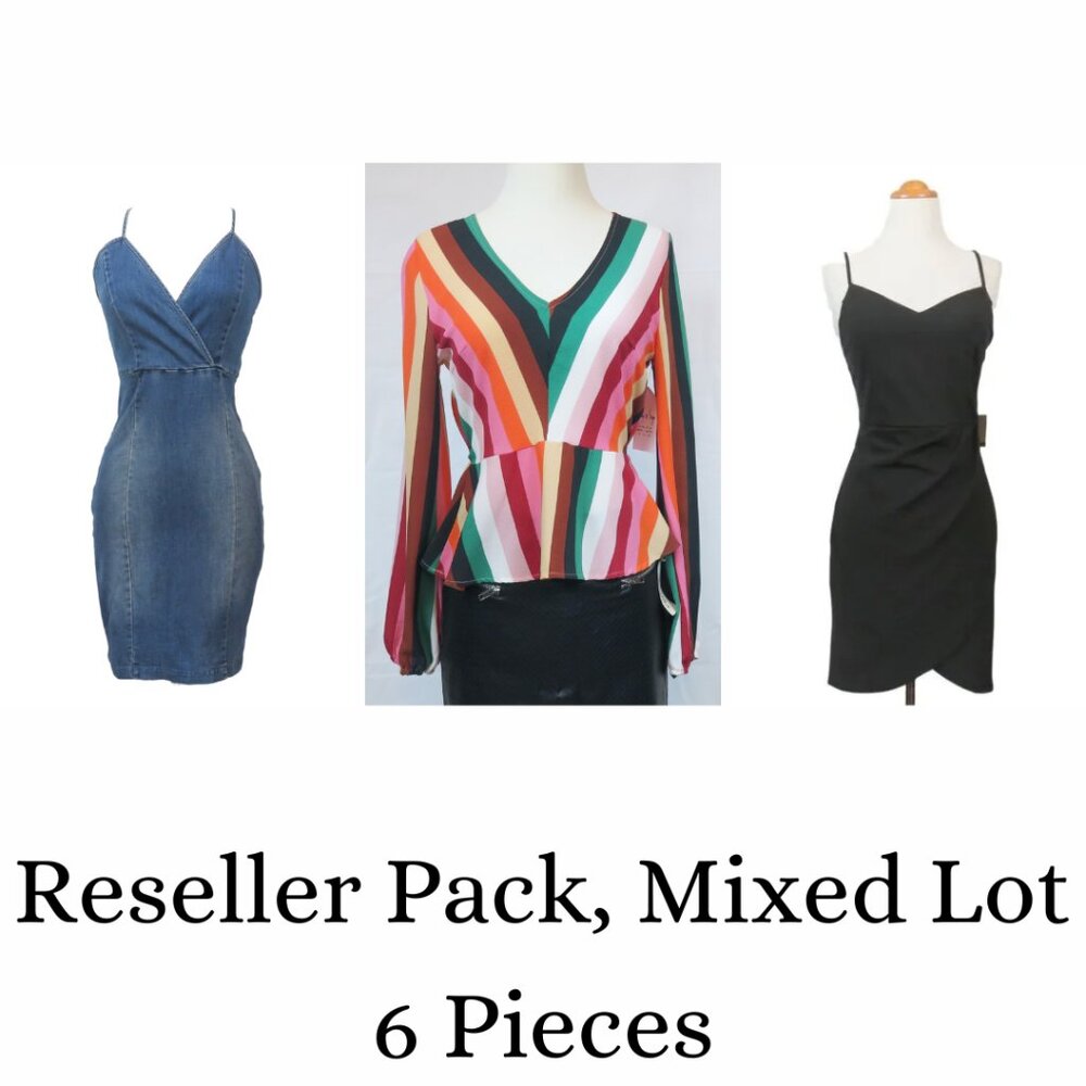 Wholesale Lot - Mixed Dresses Tops - 6 Pcs - Retro Vintage Reseller Lot
